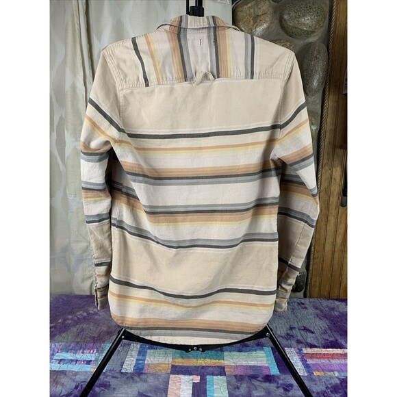 Earthbound Trading Co Mens Medium Long Sleeve Button Up Striped Distressed - Picture 9 of 13